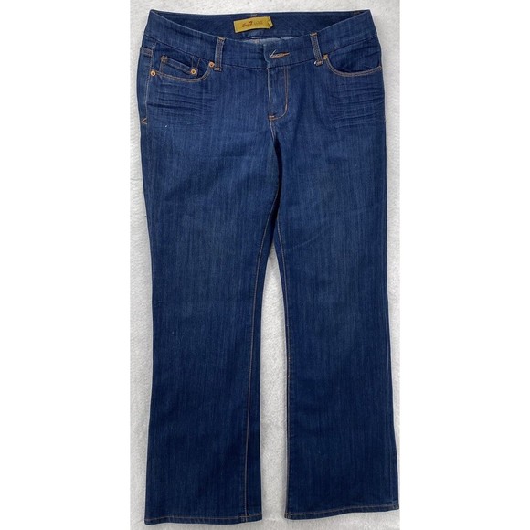 SEVEN 7 LUXE THALIA  Women's Size 16 Dark Wash Jeans Flare Thick Stitch Stretch - Picture 15 of 16